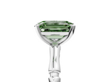 White gold Fancy Green Emerald  Solitaire Diamond Ring with Bamboo Band and Four-Prong Setting_56