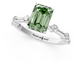 White gold Fancy Green Emerald  Solitaire Diamond Ring with Bezel Set Side Stones and Prong Setting_4