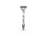 White gold Fancy Green Emerald  Solitaire Diamond Ring with Bezel Set Side Stones and Prong Setting_5