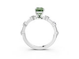 White gold Fancy Green Emerald  Solitaire Diamond Ring with Bezel Set Side Stones and Prong Setting_6