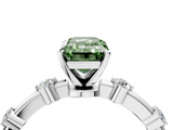 White gold Fancy Green Emerald  Solitaire Diamond Ring with Bezel Set Side Stones and Prong Setting_7