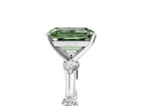 White gold Fancy Green Emerald  Solitaire Diamond Ring with Bezel Set Side Stones and Prong Setting_8
