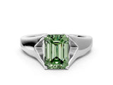 White gold Fancy Green Emerald  Solitaire Diamond Ring with Cathedral Band and Four-Prong Setting_66