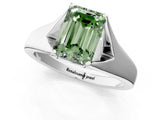 White gold Fancy Green Emerald  Solitaire Diamond Ring with Cathedral Band and Four-Prong Setting_67