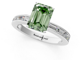 White gold Fancy Green Emerald  Solitaire Diamond Ring with Channel-Set Baguette Band and Four-Prong Setting_113