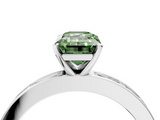White gold Fancy Green Emerald  Solitaire Diamond Ring with Channel-Set Baguette Band and Four-Prong Setting_116