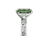 White gold Fancy Green Emerald  Solitaire Diamond Ring with Channel-Set Baguette Band and Four-Prong Setting_117