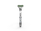 White gold Fancy Green Emerald  Solitaire Diamond Ring with Channel-Set Baguette Band and Four-Prong Setting_120