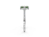 White gold Fancy Green Emerald  Solitaire Diamond Ring with Channel Set Band and Bezel Prong Setting_76