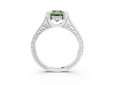 White gold Fancy Green Emerald  Solitaire Diamond Ring with Channel Set Band and Bezel Prong Setting_82