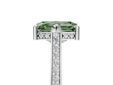 White gold Fancy Green Emerald  Solitaire Diamond Ring with Channel Set Band and Bezel Prong Setting_85