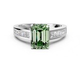 White gold Fancy Green Emerald  Solitaire Diamond Ring with Channel-Set Band and Four-Prong Setting_3