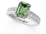 White gold Fancy Green Emerald  Solitaire Diamond Ring with Channel-Set Band and Four-Prong Setting_4