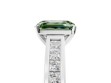 White gold Fancy Green Emerald  Solitaire Diamond Ring with Channel-Set Band and Four-Prong Setting_8