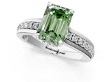 White gold Fancy Green Emerald  Solitaire Diamond Ring with Channel Set Band and Six-Prong Setting_49