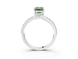 White gold Fancy Green Emerald  Solitaire Diamond Ring with Channel Set Band and Six-Prong Setting_51