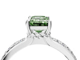 White gold Fancy Green Emerald  Solitaire Diamond Ring with Channel Set Band and Six-Prong Setting_52