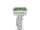 White gold Fancy Green Emerald  Solitaire Diamond Ring with Channel Set Band and Six-Prong Setting_53