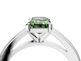 White gold Fancy Green Emerald  Solitaire Diamond Ring with Four-Prong Setting and Classic Band_7