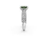 White gold Fancy Green Emerald  Solitaire Diamond Ring with Milgrain Pavé Band and Four-Prong Setting_28