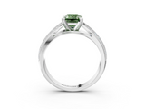 White gold Fancy Green Emerald  Solitaire Diamond Ring with Milgrain Pavé Band and Four-Prong Setting_29