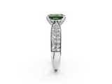 White gold Fancy Green Emerald  Solitaire Diamond Ring with Milgrain Pavé Band and Four-Prong Setting_55
