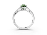 White gold Fancy Green Emerald  Solitaire Diamond Ring with Milgrain Pavé Band and Four-Prong Setting_56