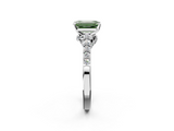 White gold Fancy Green Emerald  Solitaire Diamond Ring with Pavé Band and Four-Prong Setting_114