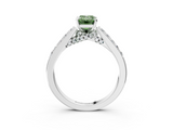 White gold Fancy Green Emerald  Solitaire Diamond Ring with Pavé Band and Four-Prong Setting_115