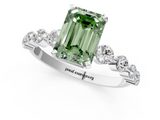 White gold Fancy Green Emerald  Solitaire Diamond Ring with Pave Band and Four-Prong Setting_282