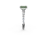 White gold Fancy Green Emerald  Solitaire Diamond Ring with Pave Band and Four-Prong Setting_283