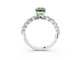 White gold Fancy Green Emerald  Solitaire Diamond Ring with Pave Band and Four-Prong Setting_290