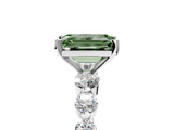 White gold Fancy Green Emerald  Solitaire Diamond Ring with Pave Band and Four-Prong Setting_293