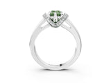 White gold Fancy Green Emerald  Solitaire Diamond Ring with Pave Band and Six-Prong Setting_35