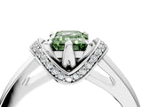White gold Fancy Green Emerald  Solitaire Diamond Ring with Pave Band and Six-Prong Setting_36