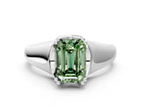 White gold Fancy Green Emerald  Solitaire Diamond Ring with Six-Prong Cathedral Setting_32