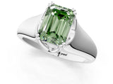 White gold Fancy Green Emerald  Solitaire Diamond Ring with Six-Prong Cathedral Setting_33