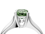 White gold Fancy Green Emerald  Solitaire Diamond Ring with Six-Prong Cathedral Setting_36