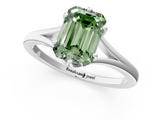 White gold Fancy Green Emerald  Solitaire Diamond Ring with Six-Prong Setting and Tapered Band_30