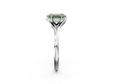 White gold Fancy Green Emerald  Solitaire Diamond Ring with Six-Prong Setting and Tapered Band_31