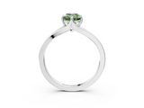 White gold Fancy Green Emerald  Solitaire Diamond Ring with Six-Prong Setting and Tapered Band_32
