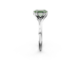 White gold Fancy Green Emerald  Solitaire Diamond Ring with Six-Prong Setting and Tapered Band_53