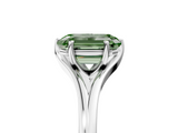 White gold Fancy Green Emerald  Solitaire Diamond Ring with Six-Prong Setting and Tapered Band_56
