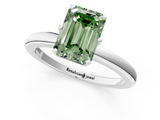 White gold Fancy Green Emerald  Solitaire Diamond Ring with Six-Prong Setting on a Classic Band_4