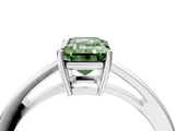 White gold Fancy Green Emerald  Solitaire Diamond Ring with Split Shank and Four-Prong Setting_24