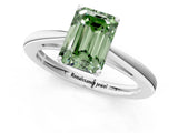 White gold Fancy Green Emerald  Solitaire Diamond Ring with Split Shank and Four-Prong Setting_25