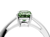 White gold Fancy Green Emerald  Solitaire Diamond Ring with Split Shank and Four-Prong Setting_28
