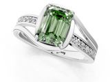 White gold Fancy Green Emerald  Solitaire Diamond Ring with Split Shank and Prong Setting_42