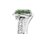 White gold Fancy Green Emerald  Solitaire Diamond Ring with Split Shank and Prong Setting_46