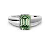White gold Fancy Green Emerald  Solitaire Diamond Ring with Tapered Band and Four-Prong Setting_49